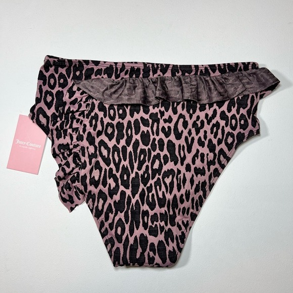 🆕 NWT Juicy Couture Leopard Bikini Swimsuit Bralette Ruffle Tie Back Size Large - Picture 9 of 16